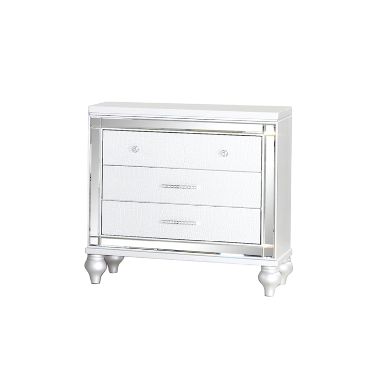 Sterling Mirror Framed Nightstand Made with Wood in White