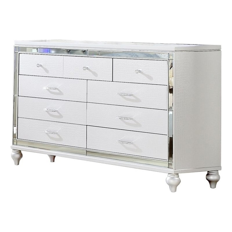 Sterling Mirror Framed Dresser Made With Wood in White Color