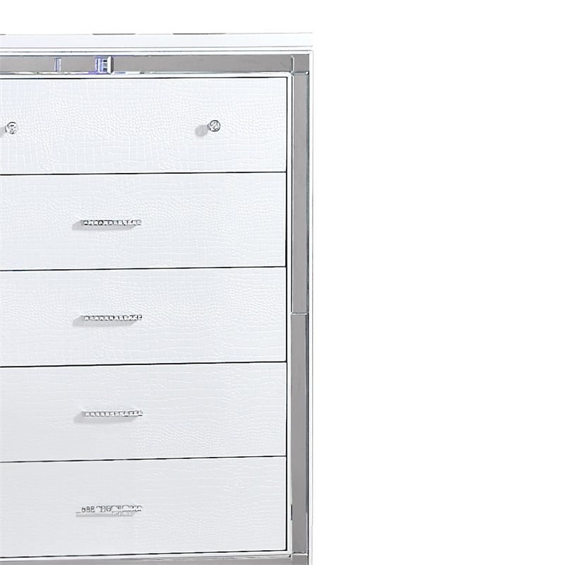 Sterling Mirror Framed Chest Made With Wood in White Color