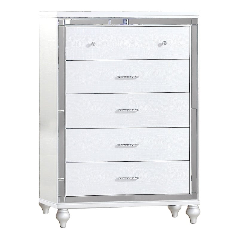 Sterling Mirror Framed Chest Made With Wood in White Color