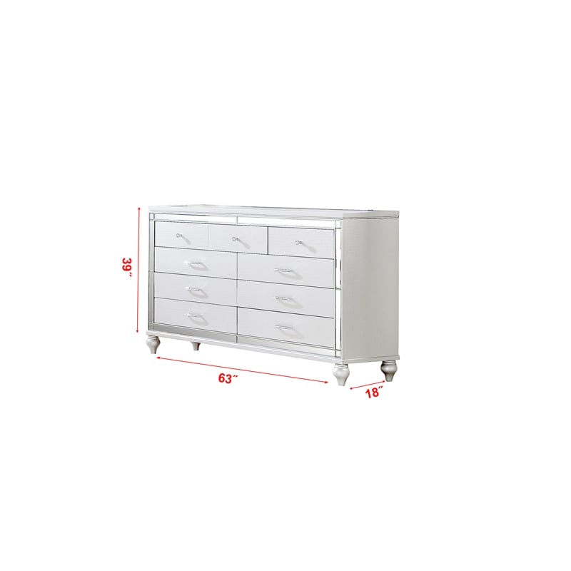 Sterling Full 5 PC LED Bedroom set made with wood in White Color