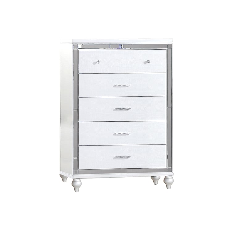 Sterling Full 5 PC LED Bedroom set made with wood in White Color