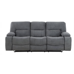 ohio manual recliner sofa made with chenille upholstery in gray color