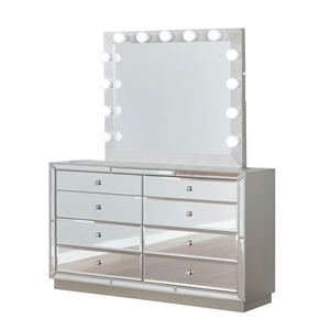 modern infinity mirror front dresser made with wood in silver