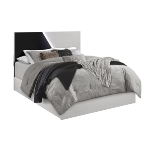 camilla queen size led bed made with engineered wood in white & black