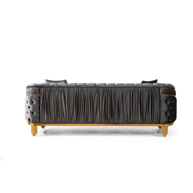 Vanessa Tufted Upholstery Sofa finished with Velvet Fabric in Gray