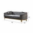 Vanessa Tufted Upholstery Sofa finished with Velvet Fabric in Gray