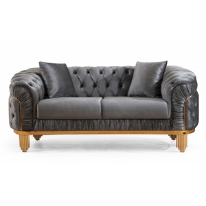 vanessa tufted upholstery loveseat finished with velvet fabric in gray