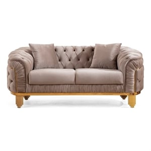 Vanessa Tufted Upholstery Loveseat finished with Velvet Fabric in Taupe