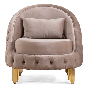 Vanessa Tufted Upholstery Chair finished with Velvet Fabric in Taupe