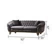 Vanessa 3 Piece Living Room Set Made With Velvet Upholstery in Gray