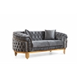 Vanessa 3 Piece Living Room Set Made With Velvet Upholstery in Gray