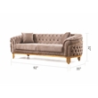 Vanessa 3 Piece Living Room Set Finished with Velvet Upholstery in Taupe