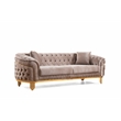 Vanessa 3 Piece Living Room Set Finished with Velvet Upholstery in Taupe