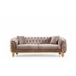 Vanessa 3 Piece Living Room Set Finished with Velvet Upholstery in Taupe