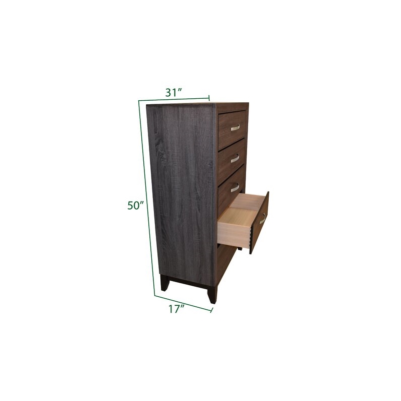 Sierra Queen 5 Pc Contemporary Bedroom Set Made With Wood in Gray