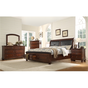 austin queen 5-n storage bedroom set made with wood in dark walnut