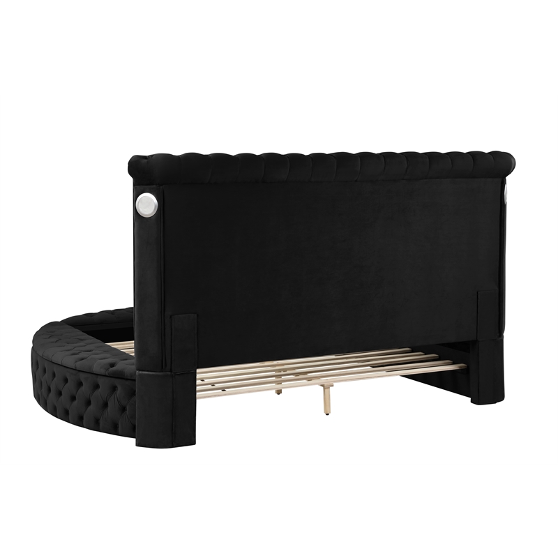 Hazel Queen Size Tufted Upholstery Storage Bed made with Wood in Black