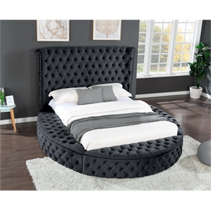 hazel king size tufted upholstery storage bed made with wood in black