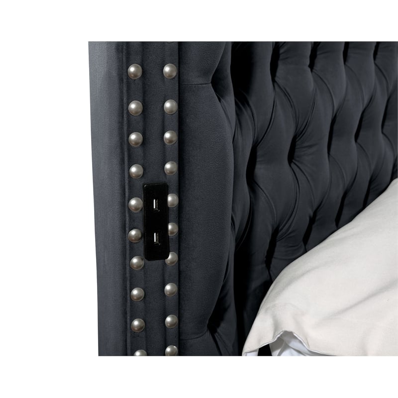 Hazel King Size Tufted Upholstery Storage Bed made with Wood in Black