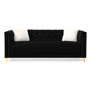 russell tufted upholstery sofa finished with velvet fabric in black