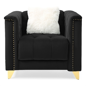 russell tufted upholstery chair finished with velvet fabric in black