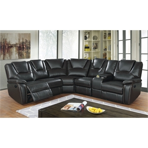 hong kong power reclining sectional with faux leather in black