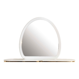Laura Oval Shaped Mirror made with Wood in White Frame