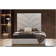 Laura Gold Detailed King Size Upholstery Bed made with Wood in White Color