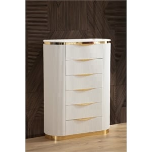 Laura Gold Detailed Chest made with Wood in White
