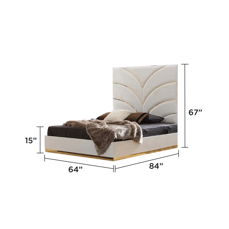 Laura Gold Detailed Upholstery Queen 6 Pc made with Wood in White