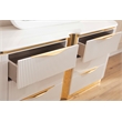 Laura Gold Detailed Upholstery Queen 6 Pc made with Wood in White