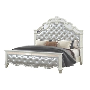 Milan Tufted Upholstery Queen Size Bed made with Wood in White