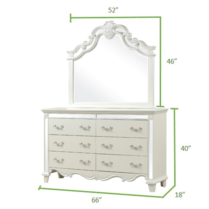 Milan Mirror Framed Dresser made with Wood in White