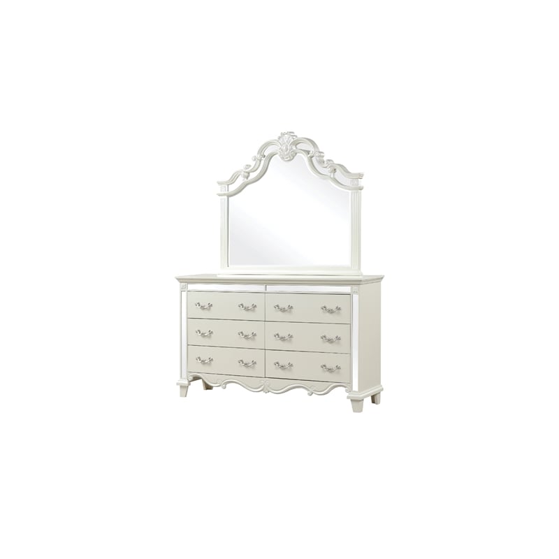 Milan Mirror Framed Dresser made with Wood in White