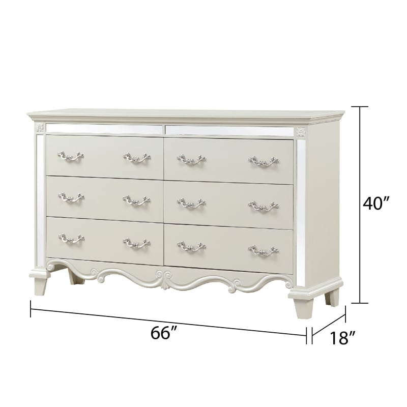 Milan Mirror Framed Dresser made with Wood in White