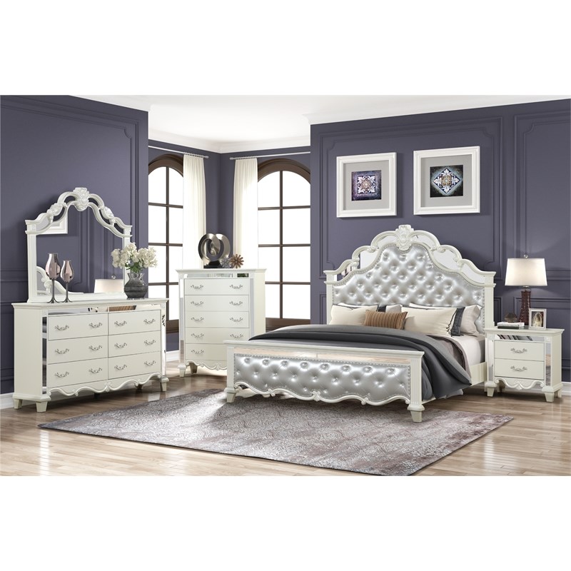 Milan Mirror Framed Chest made with Wood in White