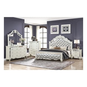 Milan Queen 5 Pc Tufted Upholstery Bedroom set made with Wood in White