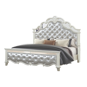 Milan Tufted Upholstery King Size Bed made with Wood in White