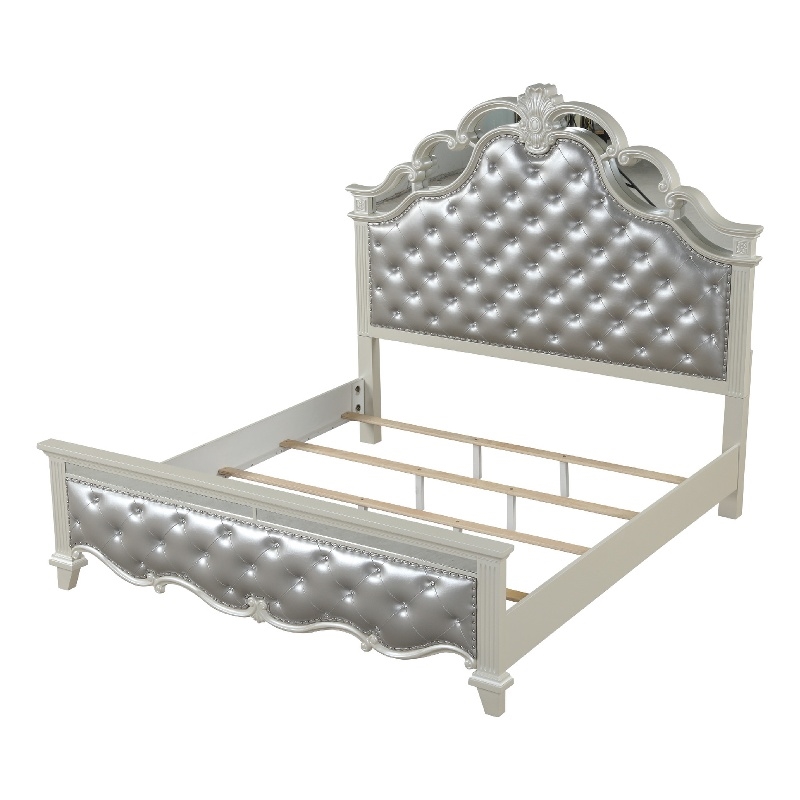 Milan Tufted Upholstery King Size Bed made with Wood in White