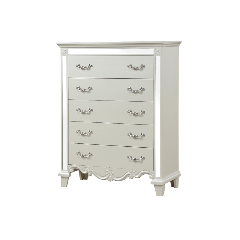 Milan King 5 Pc Tufted Upholstery Bedroom set made with Wood in White