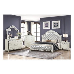 milan king 5 pc tufted upholstery bedroom set made with wood in white