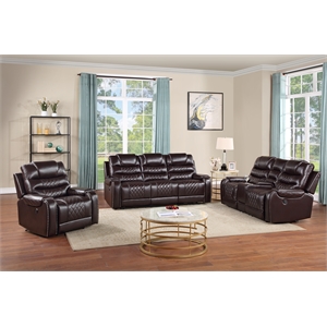 tennessee power reclining 3 pc sofa set made with leather gel in espresso