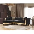 Julia Gold Detailed Tufted Upholstery Sectional made with Wood In Black
