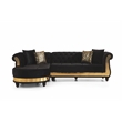 Julia Gold Detailed Tufted Upholstery Sectional made with Wood In Black