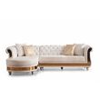 Julia Gold Detailed Tufted Upholstery Sectional made with Wood In Off White