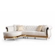 Julia Gold Detailed Tufted Upholstery Sectional made with Wood In Off White