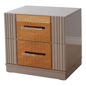 Lorenzo Modern Style Gold Detailed Nightstand made with Wood in  Gray
