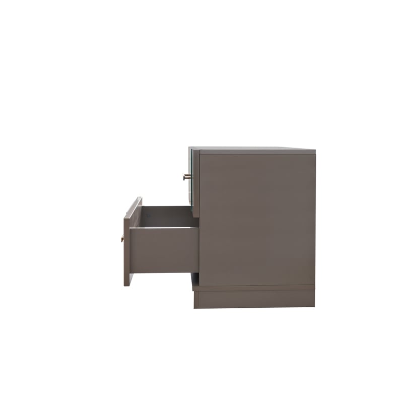 Lorenzo Modern Style Gold Detailed Nightstand made with Wood in  Gray