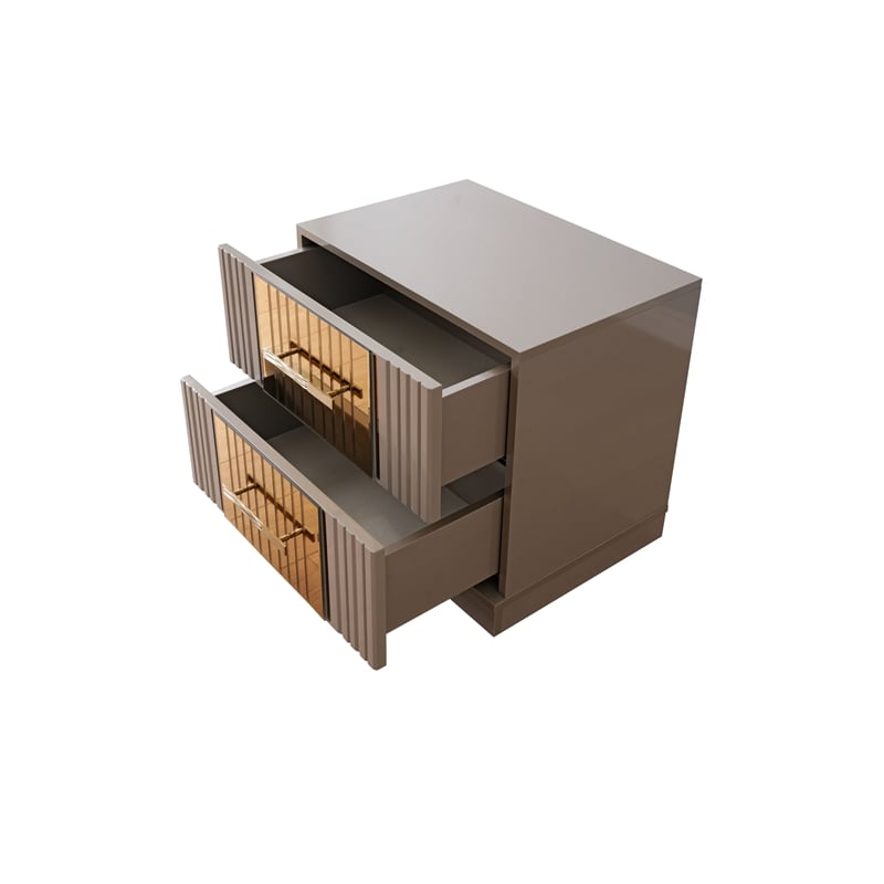Lorenzo Modern Style Gold Detailed Nightstand made with Wood in  Gray